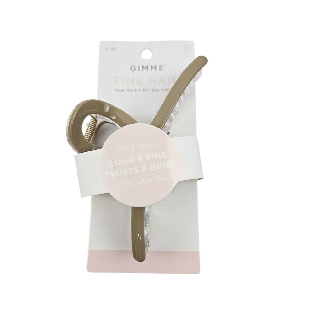 Gimme Premium Claw Clip Set of 2 For Fine Hair Tan Clear Teeth Curved NIP - Picture 2 of 11
